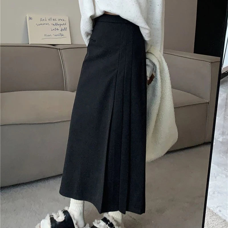 Dressbetty - Pleated College Style High Waist A-line Skirt