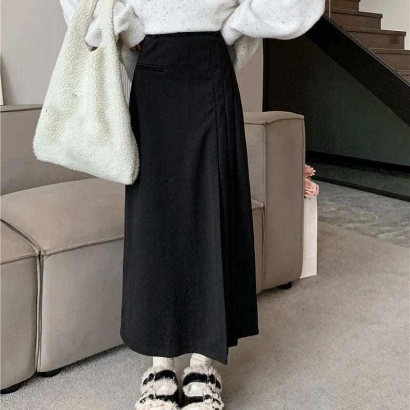 Dressbetty - Pleated College Style High Waist A-line Skirt