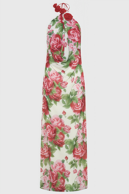 Ysraela Cowl Neck 3d Maxi Dress
