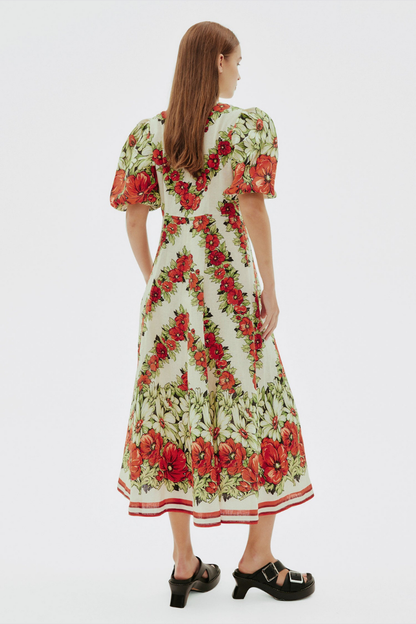 Rosalinde Round Neck Maxi Dress in Red
