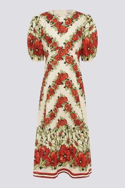 Rosalinde Round Neck Maxi Dress in Red
