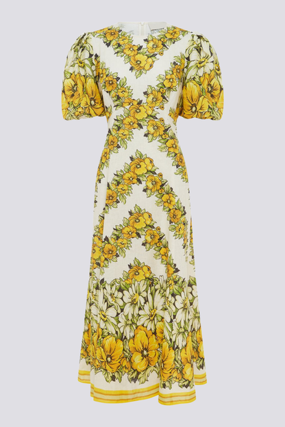 Rosalinde Round Neck Maxi Dress in Yellow