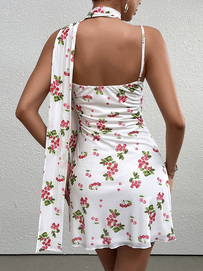 Ruched Twist Bust Backless Cami Dress