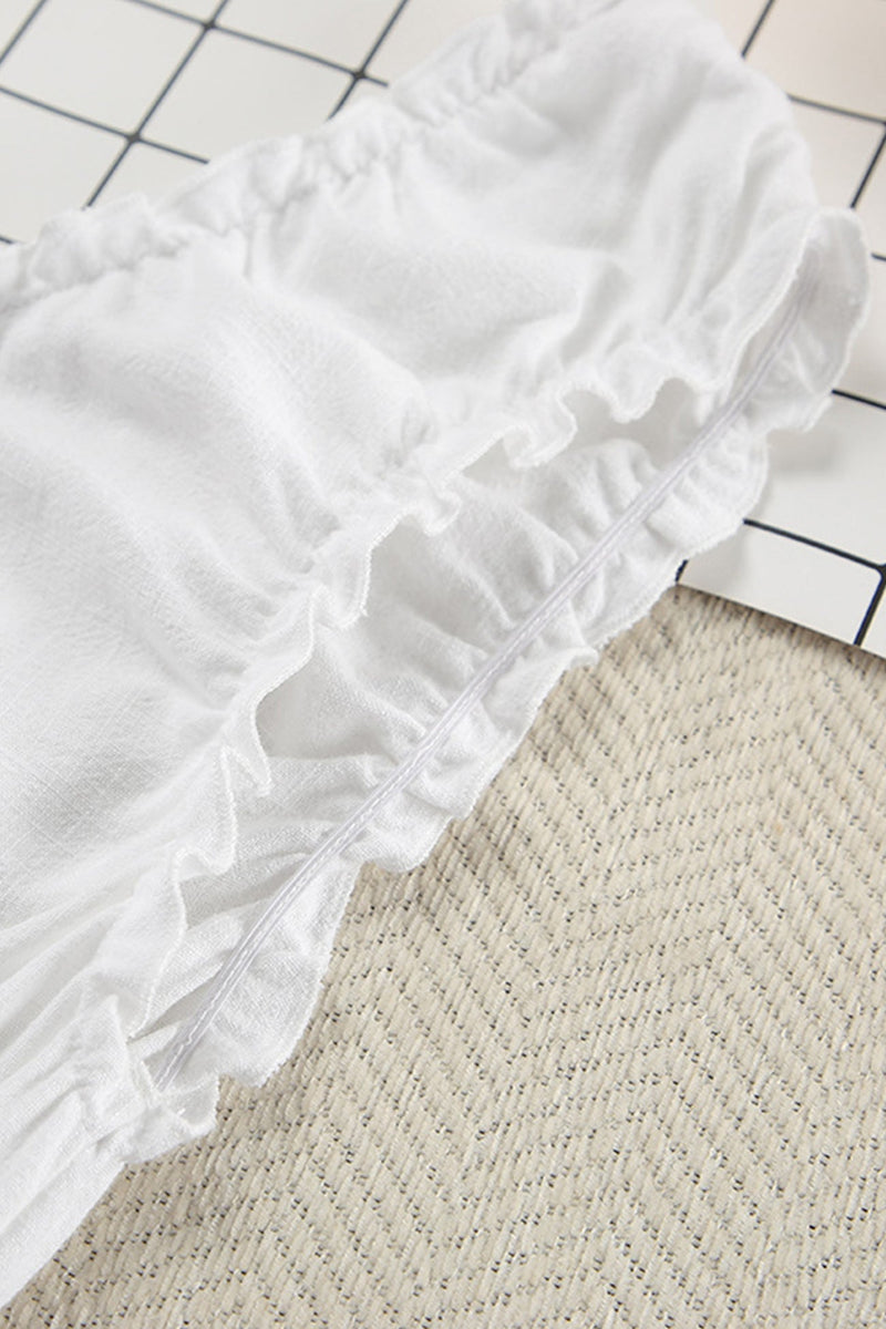 Ruched V Neck Button-down Linen Dress
