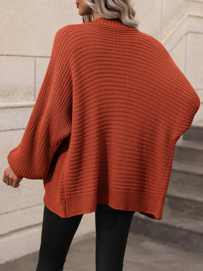 Button Up Oversized Knit Cardigan - Rust