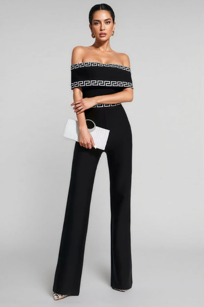Ferlac Black Printed Bandage Jumpsuit