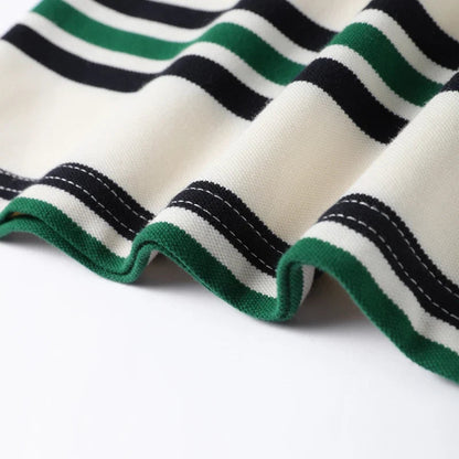 Stripe T-shirt Short Sleeve Female All Match Polo Shirts Summer New Loose Tops High Street