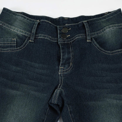 Y2k Flared Jeans Retro Button-up Low Rise Denim Pants Harajuku 2000s Trousers Basic Aesthetic Mom Jeans