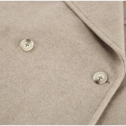 Tavimart - Large Lapel Collar Short Coats Retro Double-breasted Pocket Coat Female Autumn Loose Street Outwear