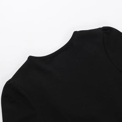 Low Cut Long Sleeve Pleated Mini Dress Wrap Waist Slim Party Vestido Spring Fall Harajuku Y2k Clothes