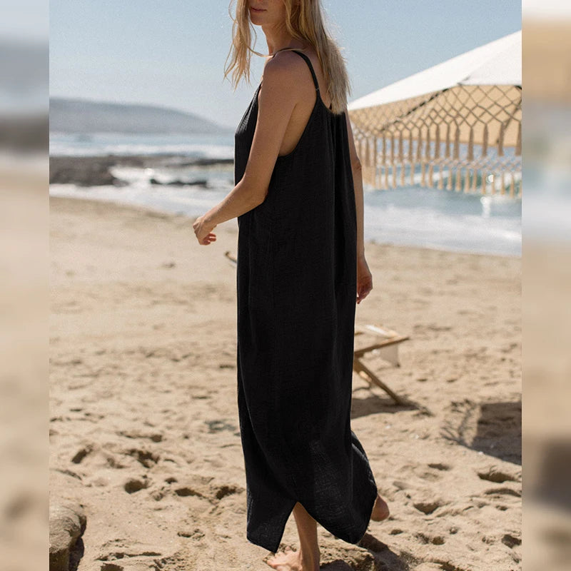 Spaghetti Strap Cotton Midi Dress