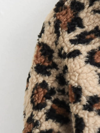 Jacket Winter Commuter Leopard-print Lamb Wool Jacket for Outwears