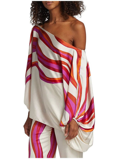 Abstract Waves Two-piece Set - Fuschia