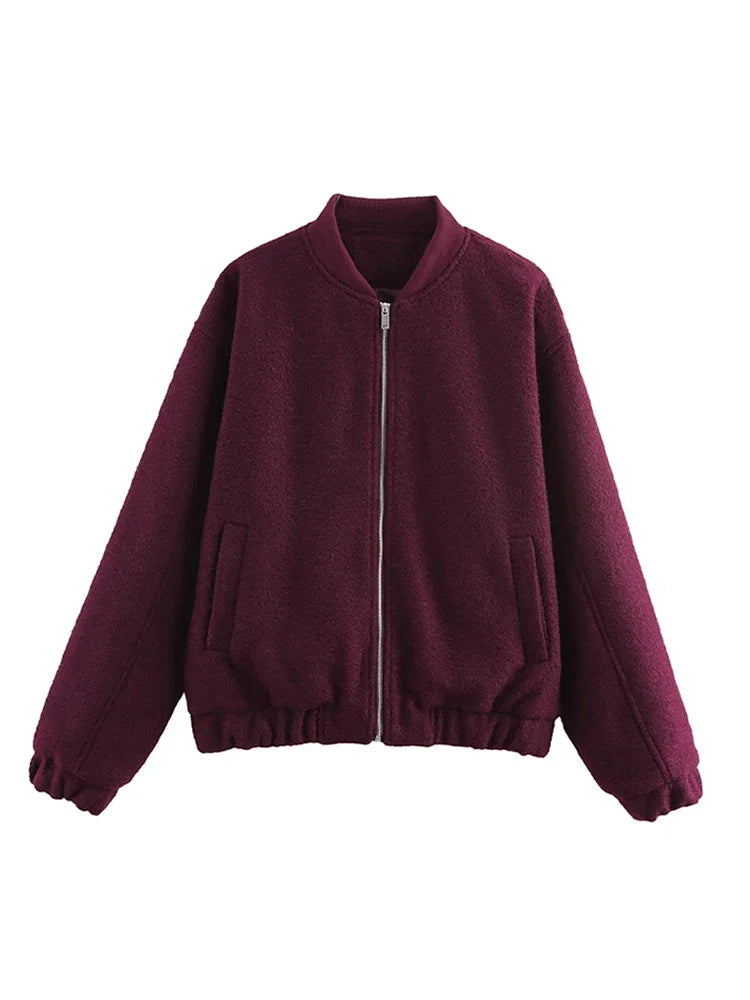 Zipper Long Sleeve O-neck Coat for Spring New Loose Female Jacket Outwear Top High Street