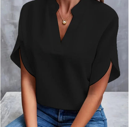 Summer V-neck Short Sleeve Blouse