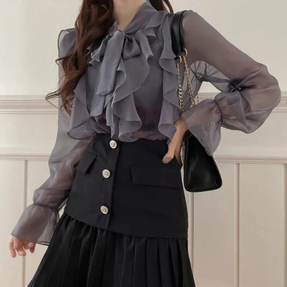 Chiffon Bow Office Lady Blouse