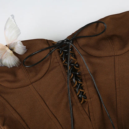 Butterfly Detail Strapless Long Dress Aesthetic Detachable Corset Top Maxi Dresses