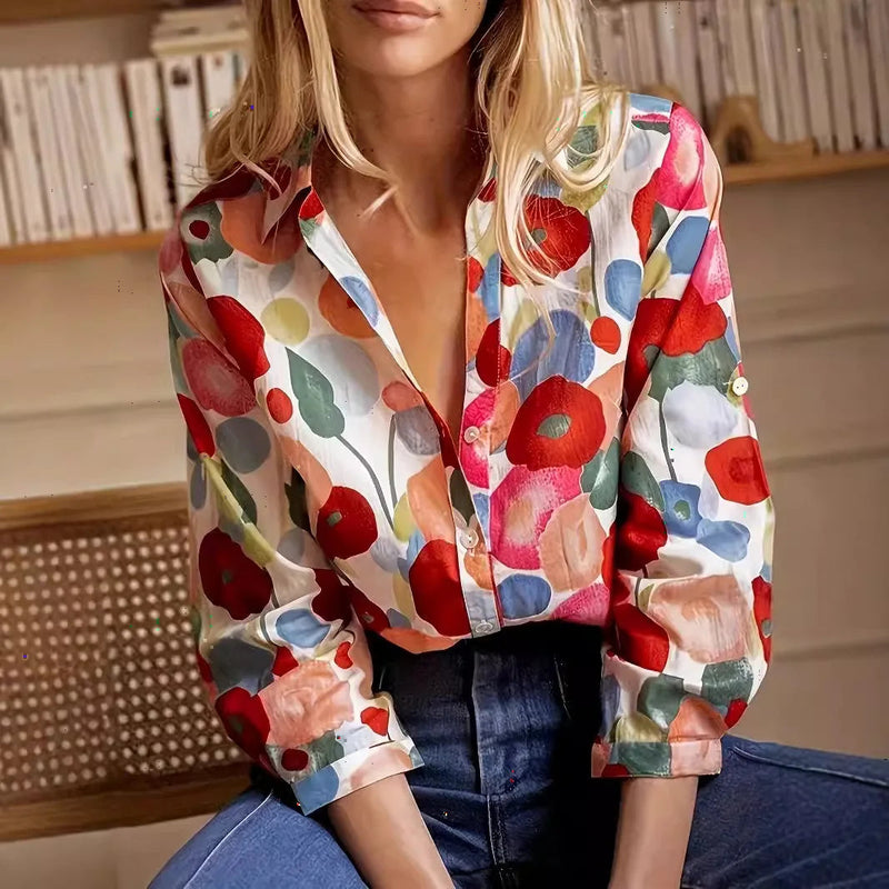 Simple Cartoon Print Blouse