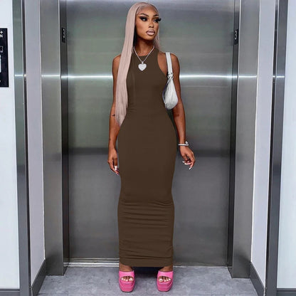 Ribbed Sleeveless Bodycon Maxi Dress