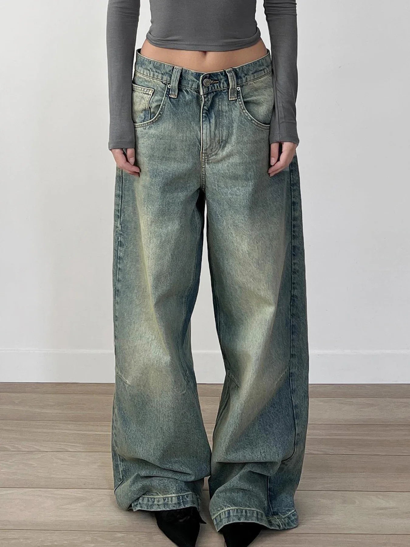 Y2k Tie Dye Baggy Jeans Low Rise Loose Denim Pants Korean Denim Trousers Retro Mom Jeans