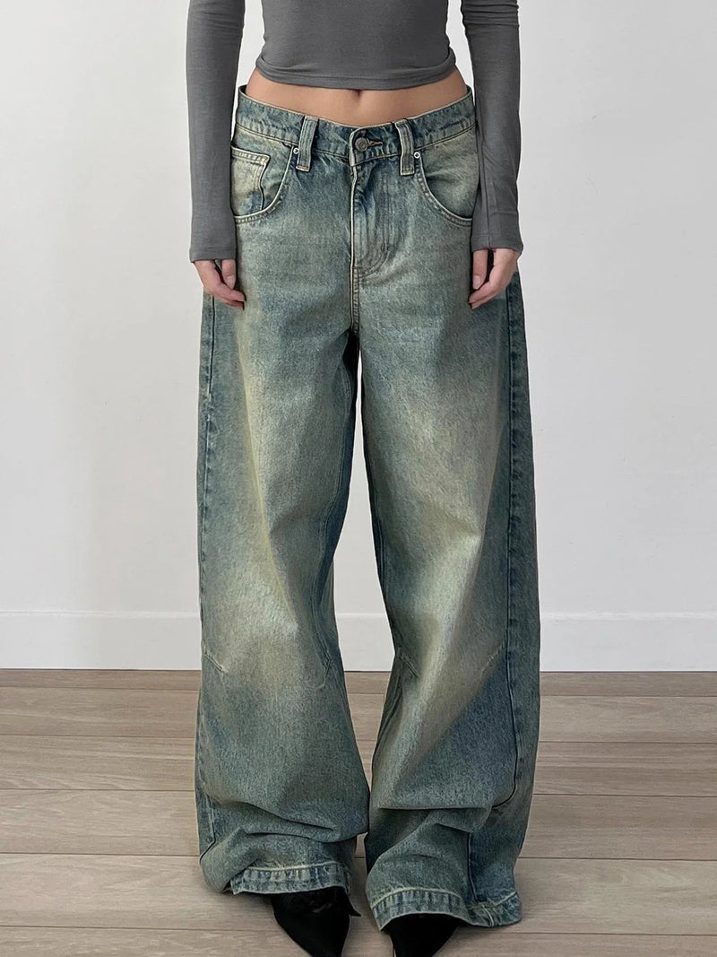 Y2k Tie Dye Baggy Jeans Low Rise Loose Denim Pants Korean Denim Trousers Retro Mom Jeans