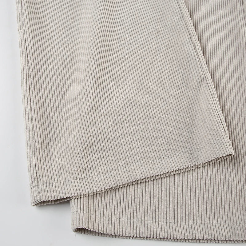 Causal All-match Basic Corduroy Pants Gentle Loose Wide Leg Pants Simple High Autumn New