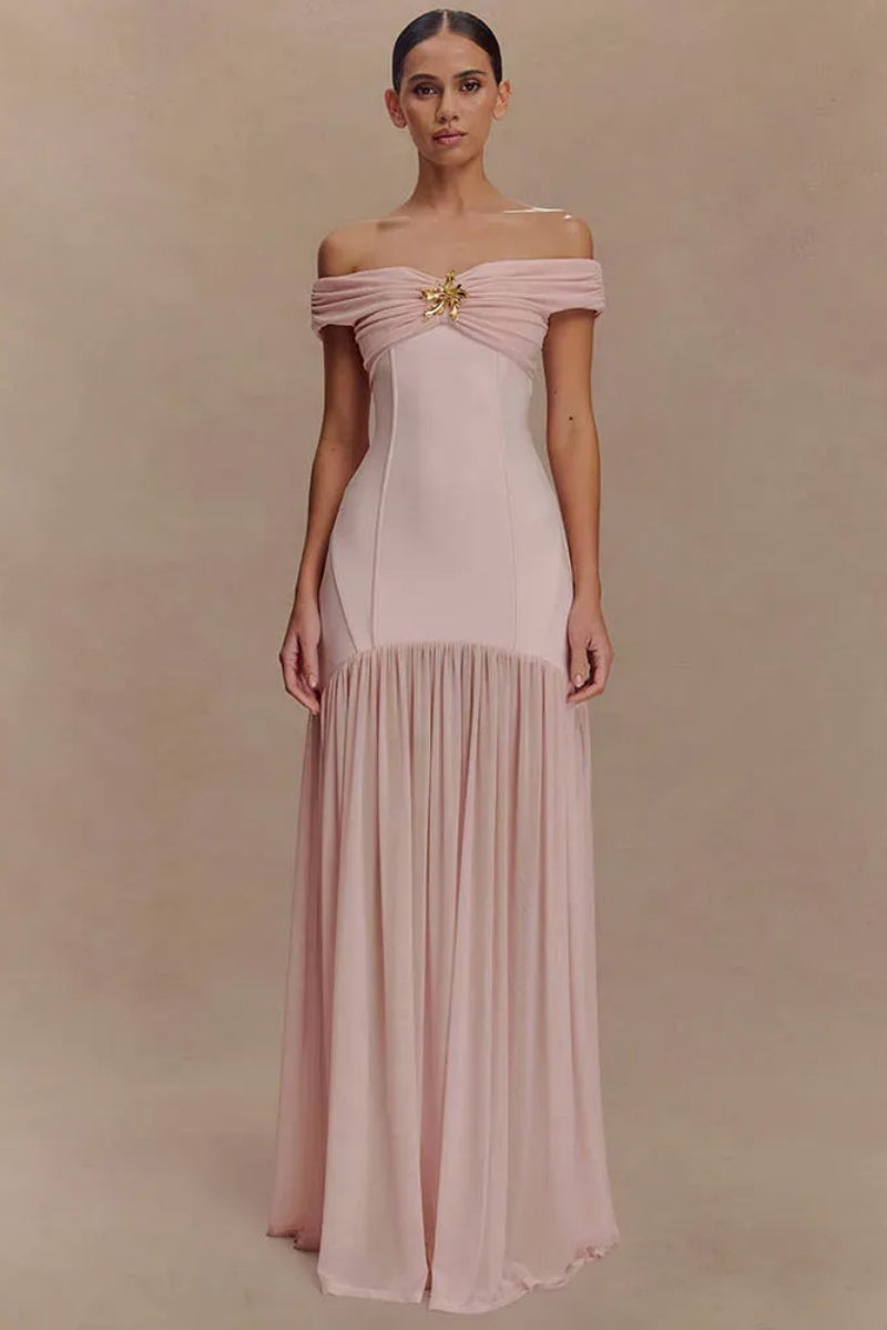 Off-shoulder Backless Maxi Dress