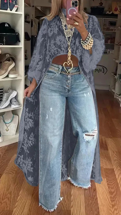 Lace High Neck Puff Sleeve Blouse