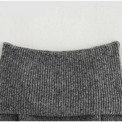 Off Shoulder Sweater With Belt Knitted Thick Long Sleeve Sweaters Female Winter Street Knitwear