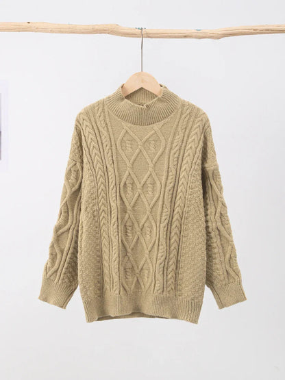 Thick Twisted Sweater Autumn Long Sleeve O-neck Female Knitted Pullover Loose Lady Kintwear Tops
