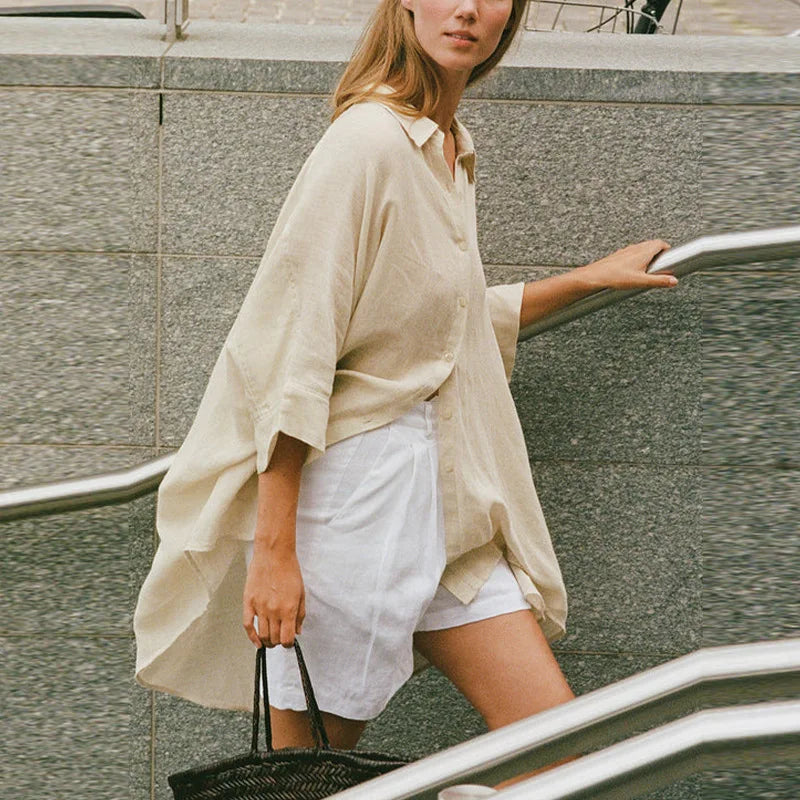 Linen Half Sleeve Office Blouse