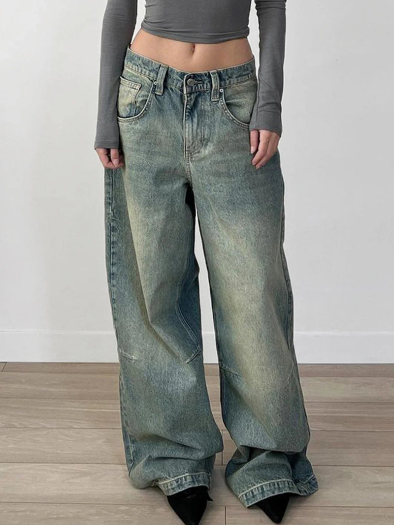 Y2k Tie Dye Baggy Jeans Low Rise Loose Denim Pants Korean Denim Trousers Retro Mom Jeans