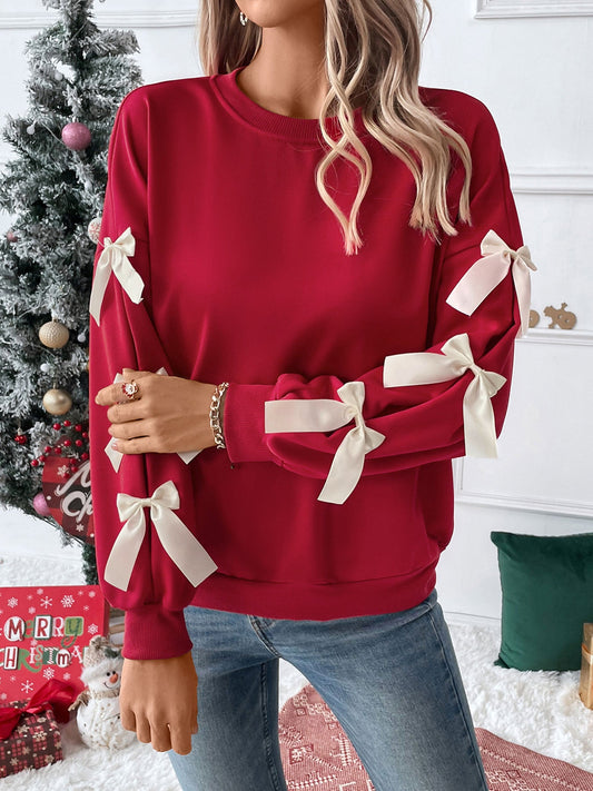 Only Christmas Lace Bow Pullover Sweater