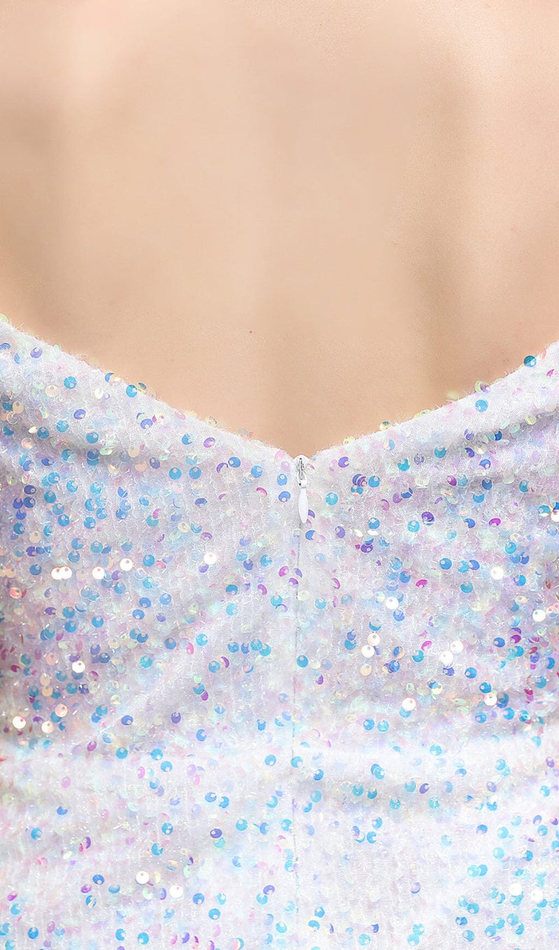 Sequined Plunge Midi Dress