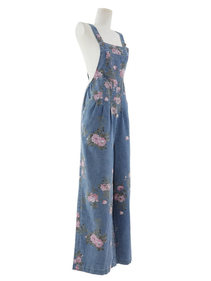 Sophia Rose Denim Wide Leg Overalls