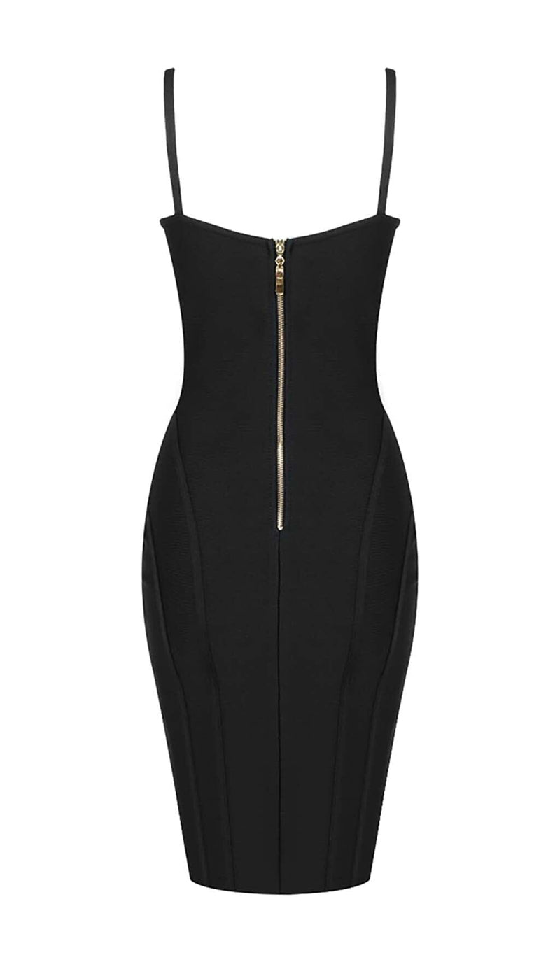 Strappy Bandage Midi Dress in Black