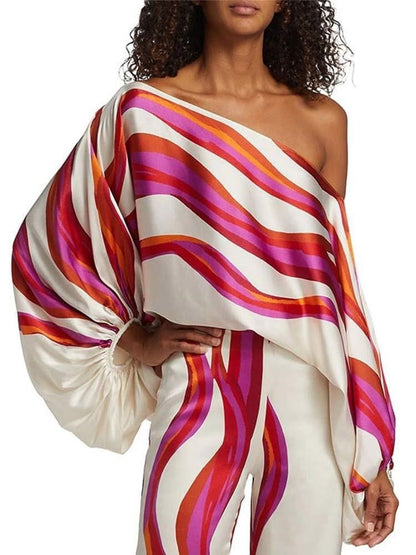 Abstract Waves Two-piece Set - Fuschia
