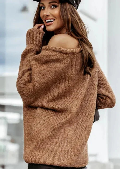 Cozy Off-shoulder Knit Sweater