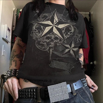 Cyber Star Grunge Red T-shirt