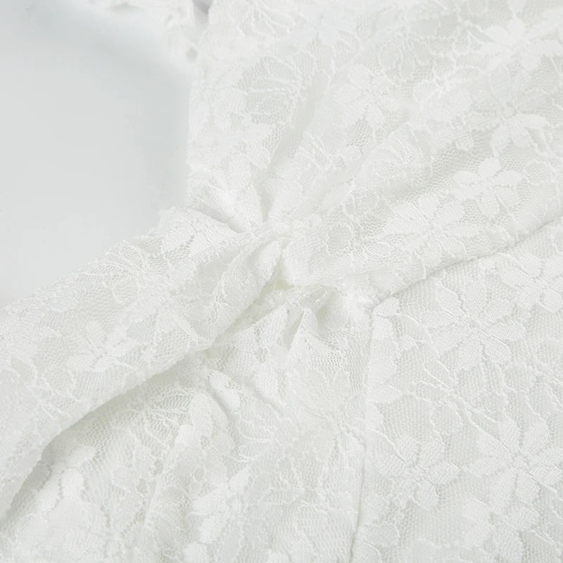 Floor-length Fishtail Dress White Lace Sleeveless Bodycon Maxi Dress Summer Clubwear