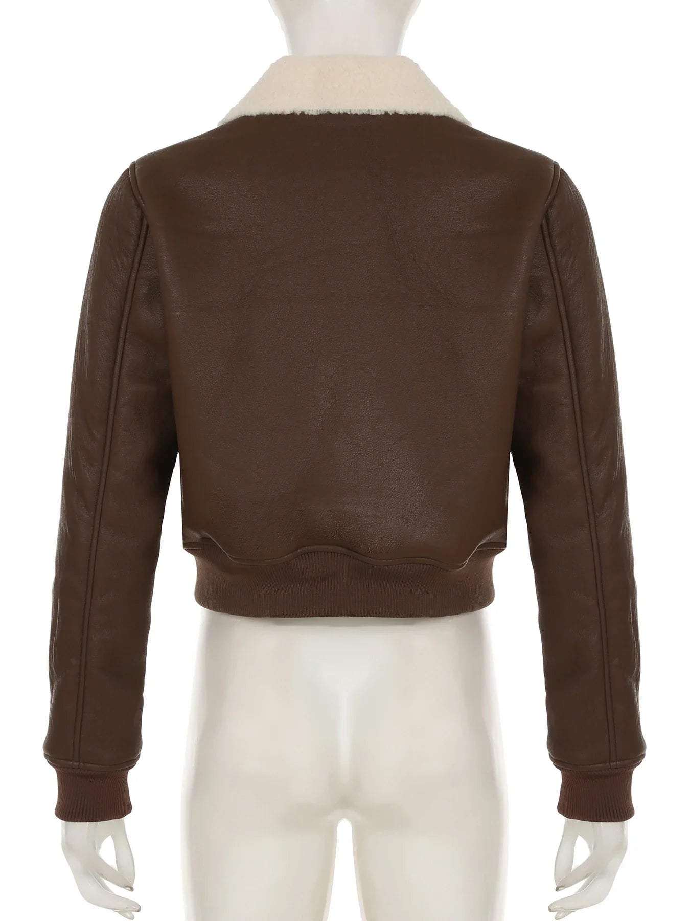 Patchwork Pu Leather Jackets Basic Turn-down Collar Long Sleeve Coats Autumn Winter Lady