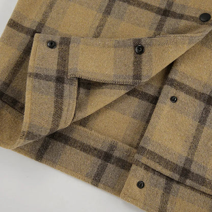 New Plaid Contrast Jacket Autumn Winter Single Breasted Long Sleeve Outerwear Female Coat