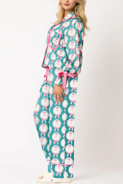 Santa Bow Long Pants Two-piece Loungewear