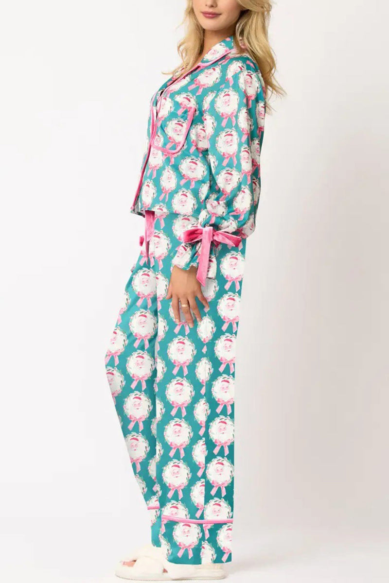 Santa Bow Long Pants Two-piece Loungewear
