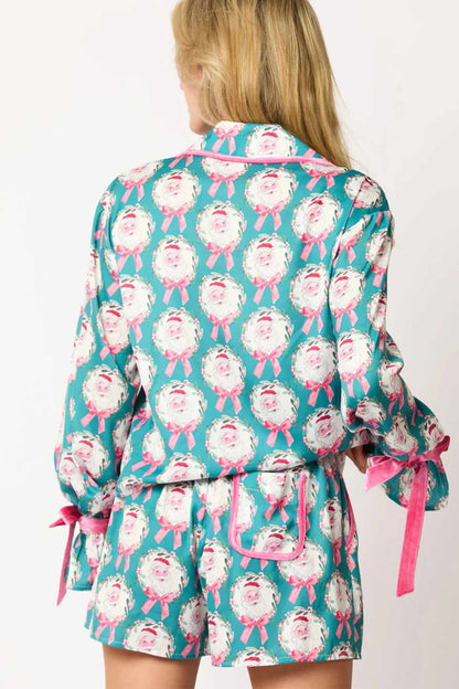 Santa Bow Shorts Two-piece Set Pajamas