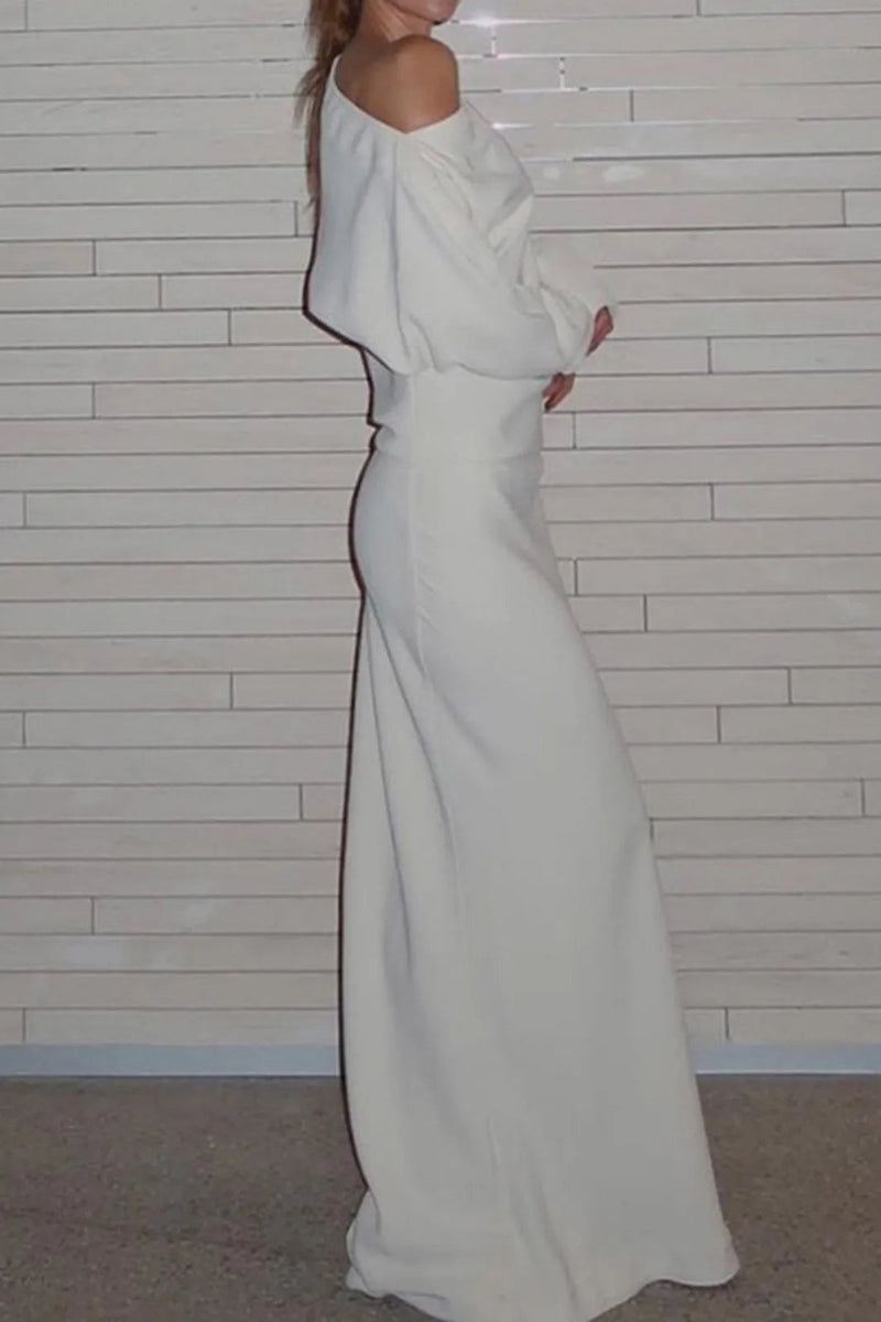 Sassy Asymmetrical Long Sleeve Maxi Dress