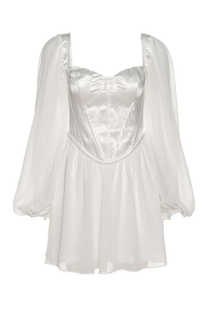 Satin Patchwork Corset Chiffon Mini Dress