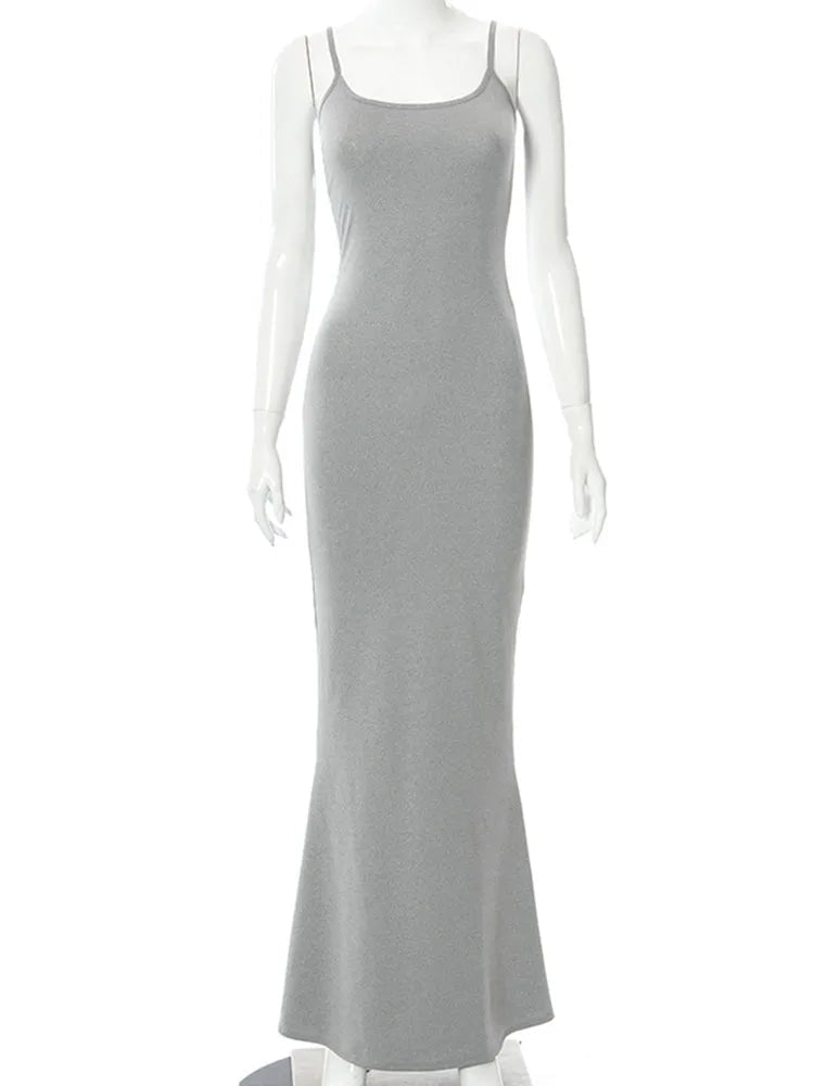 Satin Slip Sleeveless Backless Slim Spring Y2k Concise Midi Dresses