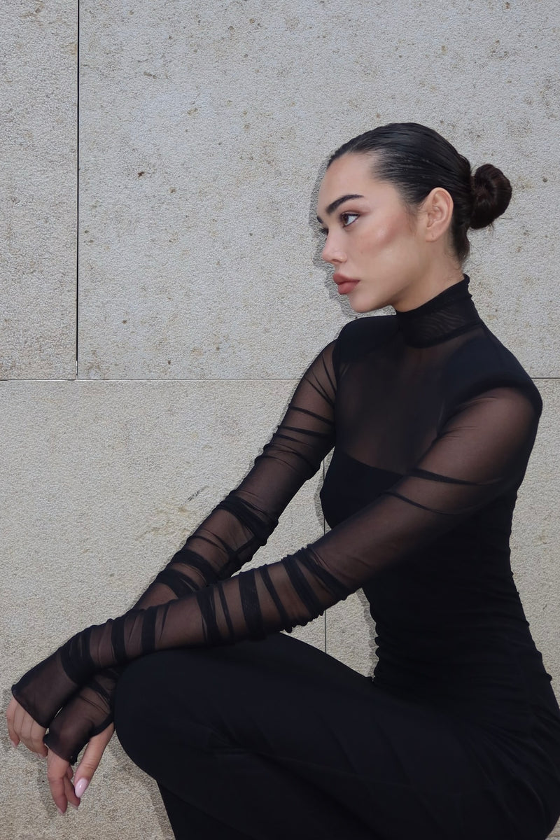 Virginia Long Sleeve Semi-sheer Maxi Dress