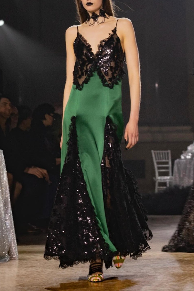 Susanna V-neck Sequin Embellished Maxi Dress